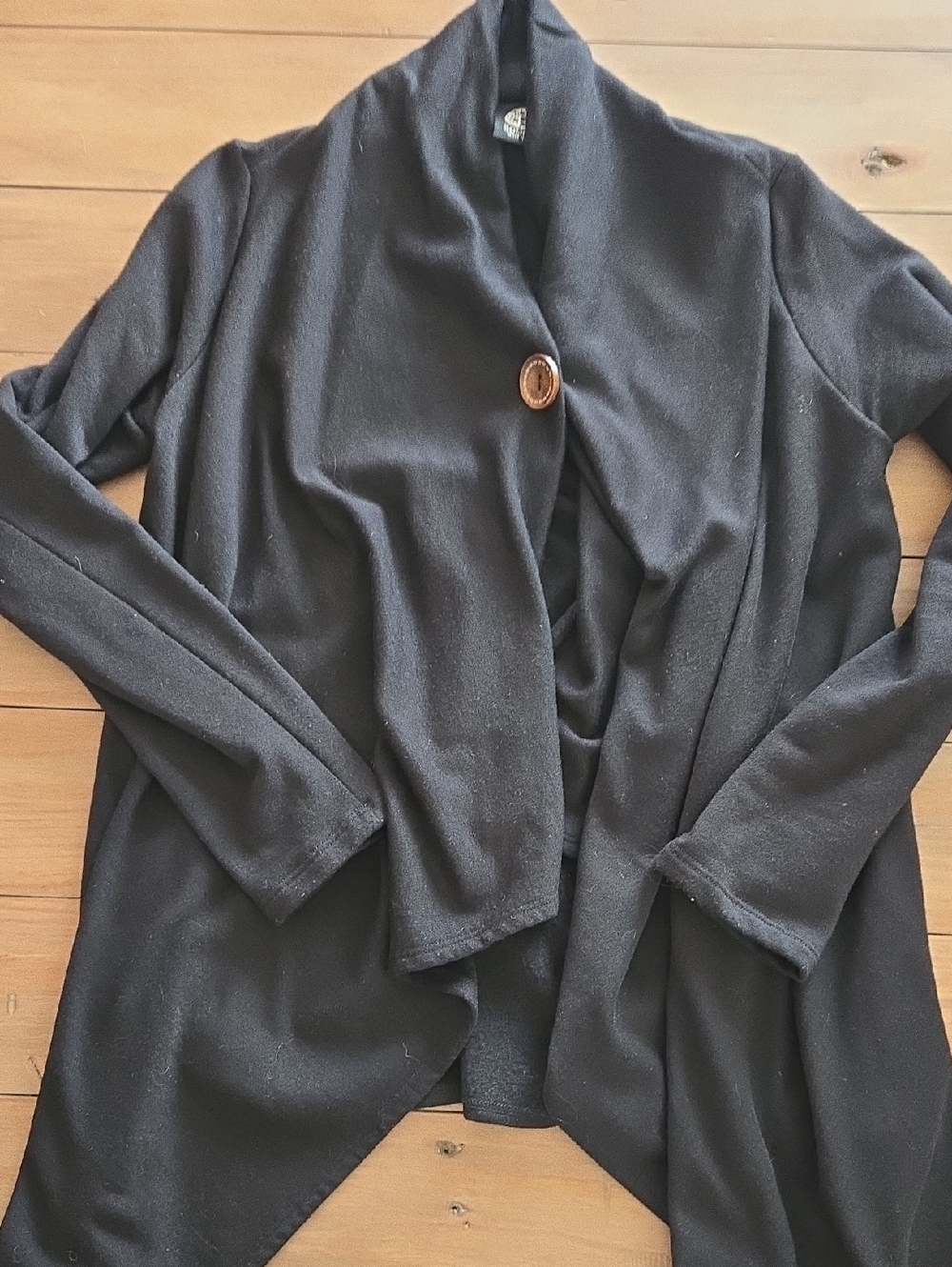 bobeau Black Cozy Cardigan with Logo Tag